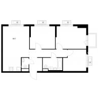 3 комнатная квартира 68,7 м² в ЖК Савин парк, дом корпус 7 - планировка