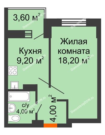 1 комнатная квартира 39 м² - ЖК Zапад (Запад)