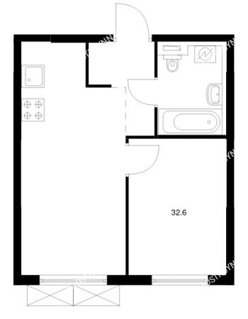 1 комнатная квартира 32,6 м² в ЖК Савин парк, дом корпус 8